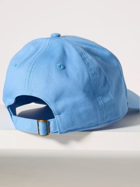 Anthropologie Blue Coney Island Picnic Script Baseball Cap